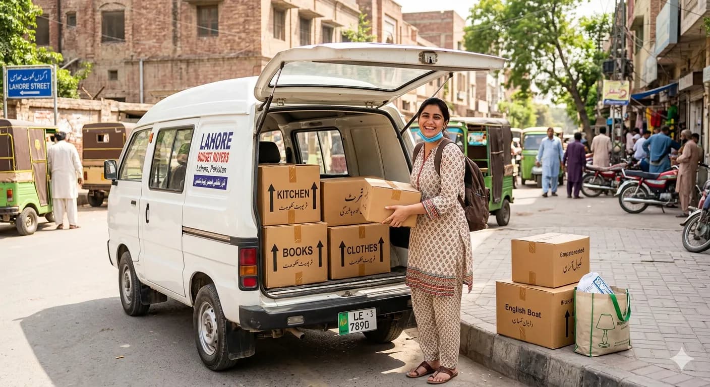 Trasloco economico a Milano con scatole e furgone